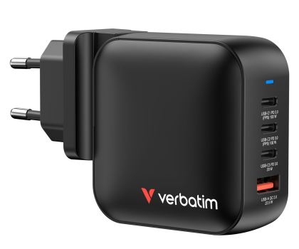 Ładowarka i akumulator VERBATIM Mini GaN Charger 100W 4 Port US/EU/UK